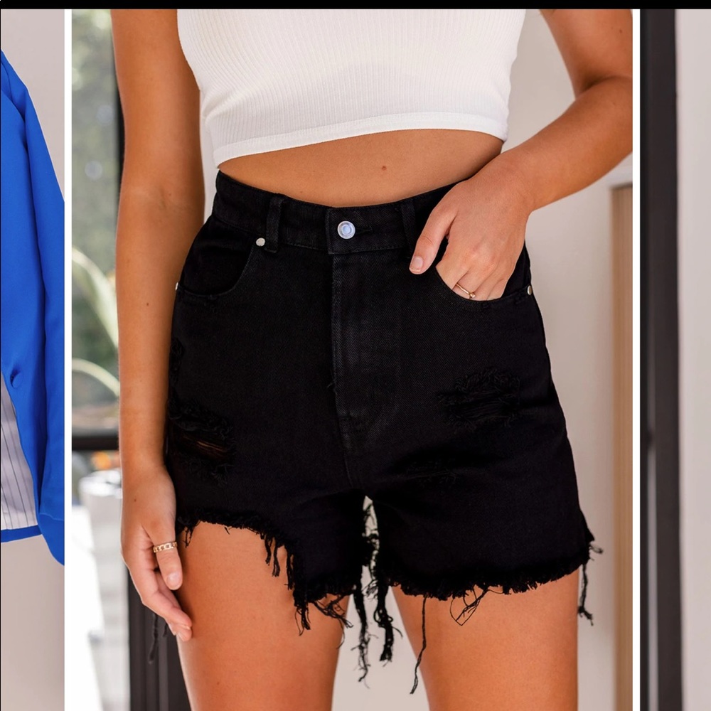 Priceless Dez Black Cut-Off Denim Shorts